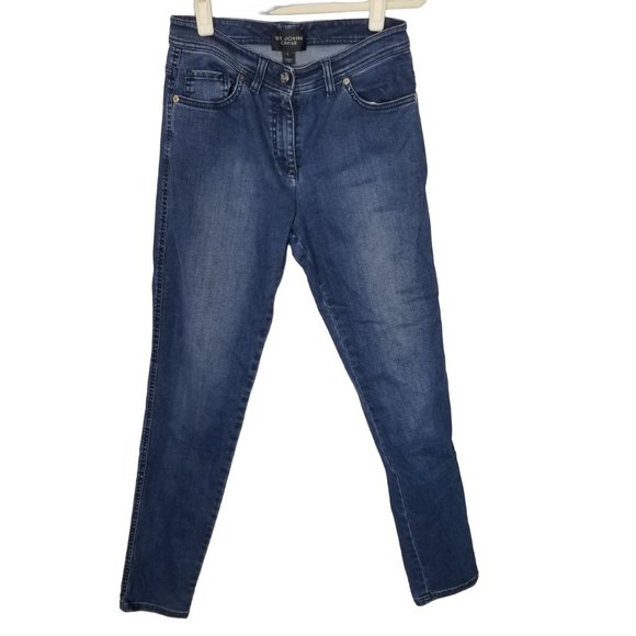 St. John Caviar Womens 8 Blue Dark Wash Denim Mid - Picture 1 of 7